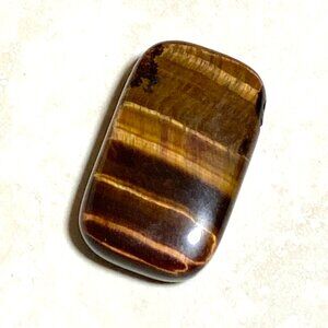 Natural Golden Brown Tiger's Eye Pendant, Large Rectangular Genuine Gemstone